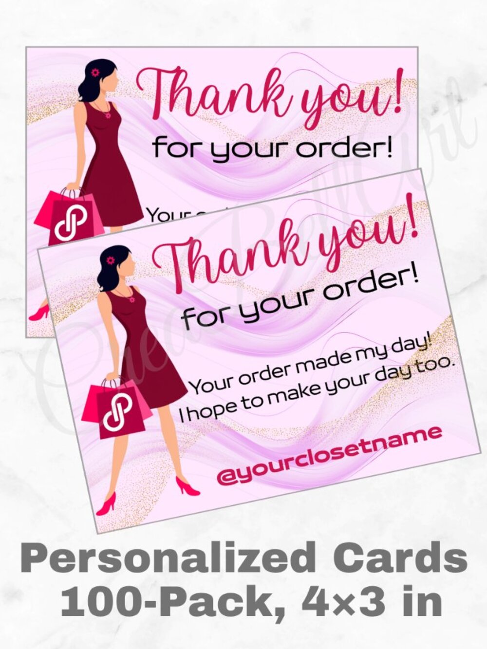100 Poshmark Shopping Thank You Cards 4 x 3 in